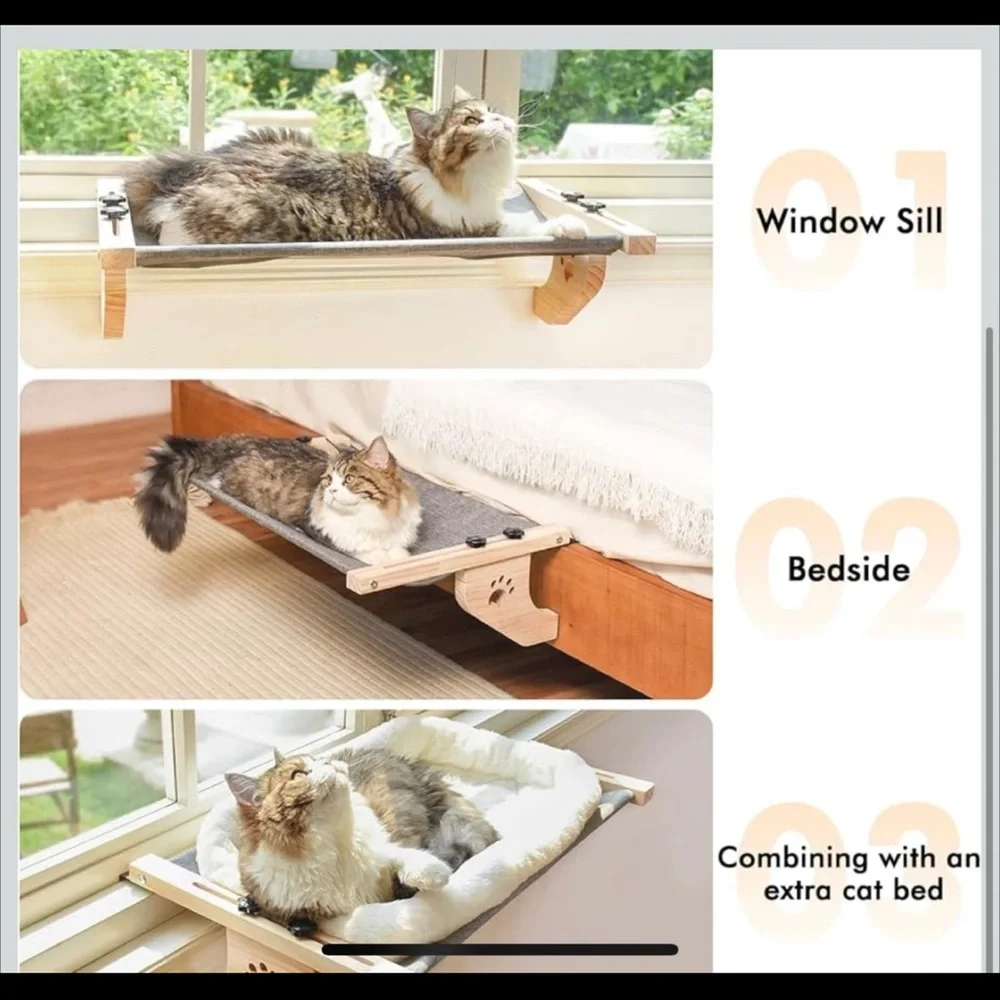 Window Mounted Cat Hammock - Gray